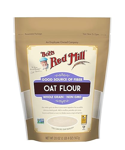 Bob's Red Mill Whole Grain Oat Flour, 20oz (Pack of 1) - Whole Grain, Vegan, Kosher