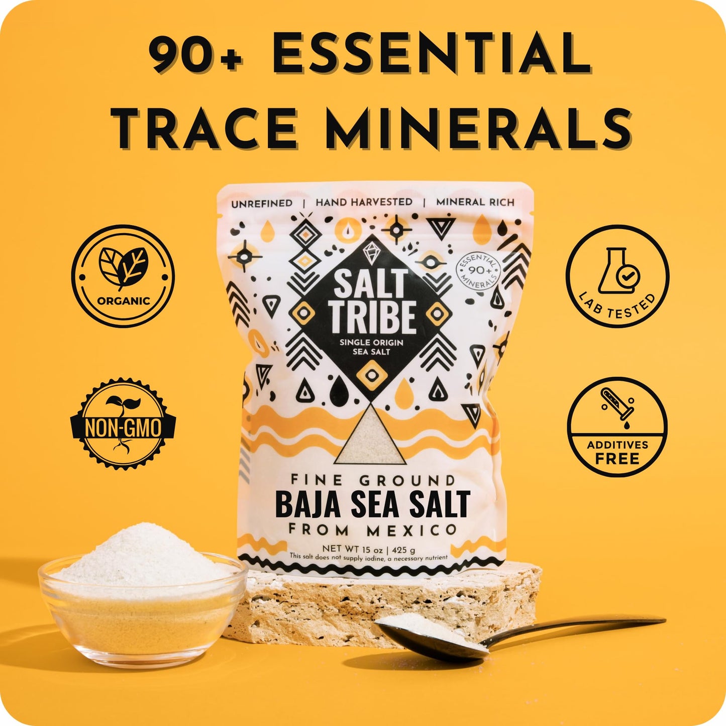 Salt Tribe™ | Baja Sea Salt | Mineral Rich | 90+ Trace Minerals | Fine Ground | Hydration Support | Sal Organica | Low Sodium | Organic & Unrefined |