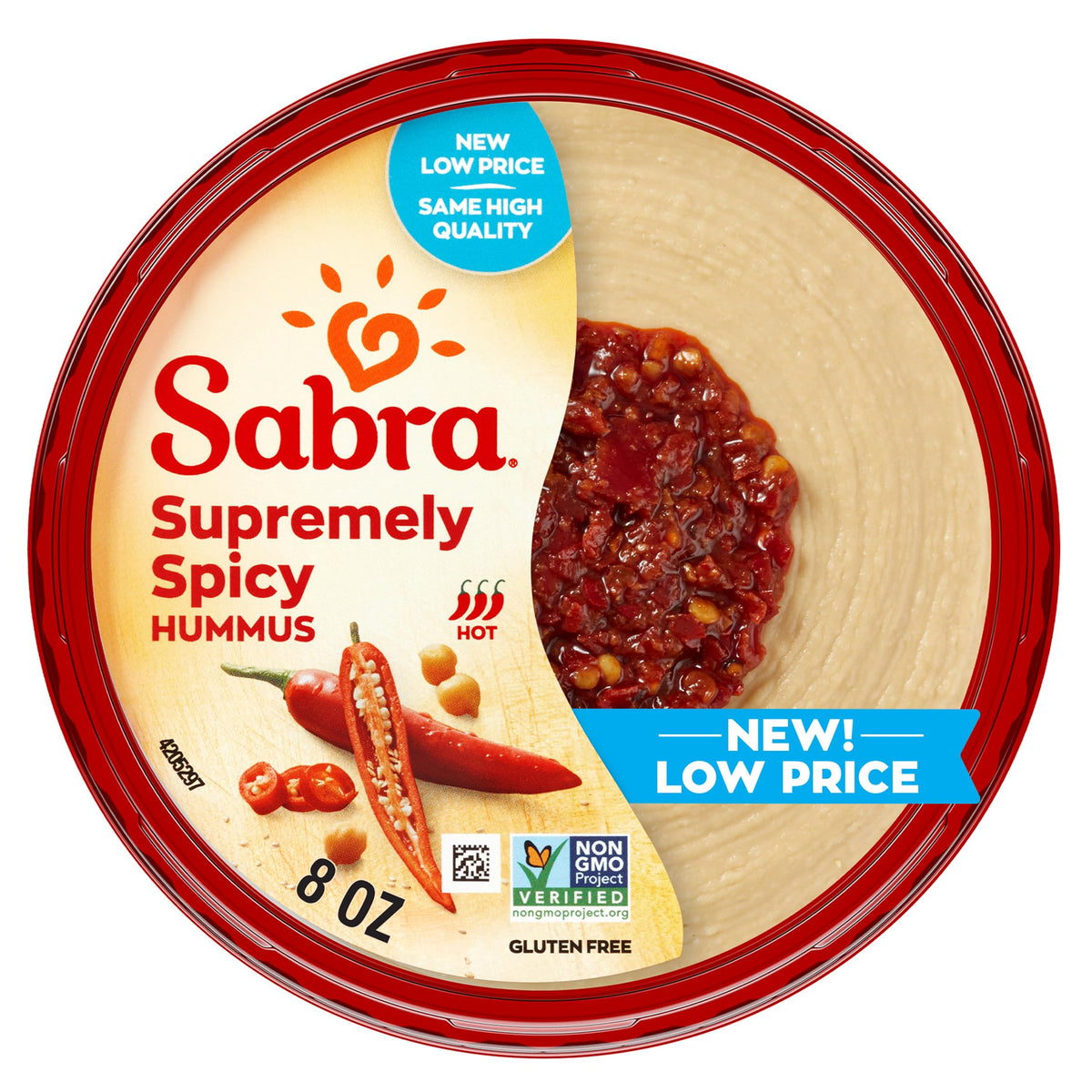 Sabra Supremely Spicy Hummus Dip for Healthy Snacking & Sharing - 8 Oz
