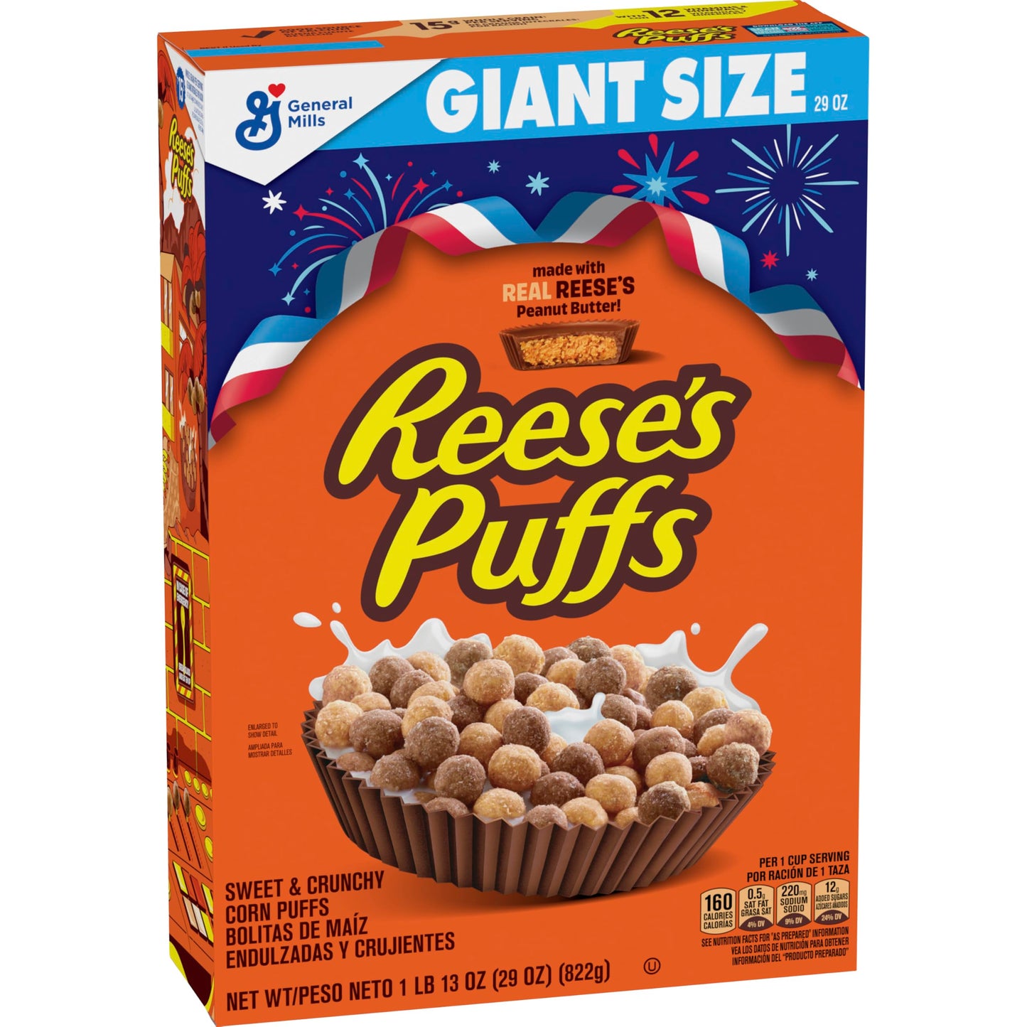 REESE’S PUFFS Chocolatey Peanut Butter Cereal, Kid Breakfast Cereal, Giant Size, 29 oz