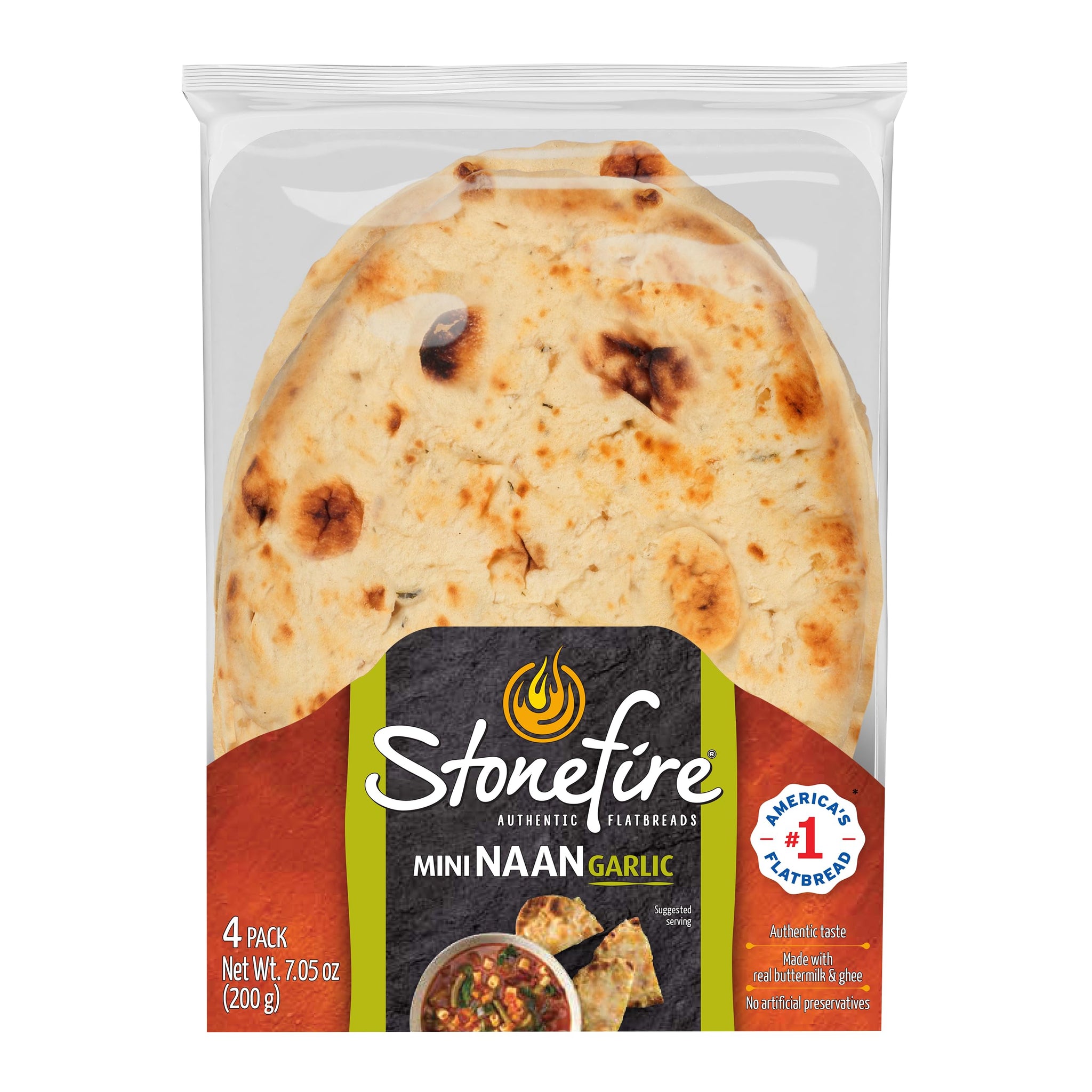 Stonefire Mini Naan Garlic 4pk