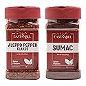 Eastanbul Aleppo Pepper and Sumac, Aleppo Pepper Flakes 5.3oz, Sumac Spice 6.4oz, Spice Set of Pul Biber and Sumak Seasoning, Moderate Heat Crushed