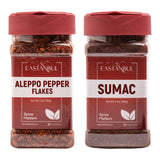 Eastanbul Aleppo Pepper and Sumac, Aleppo Pepper Flakes 5.3oz, Sumac Spice 6.4oz, Spice Set of Pul Biber and Sumak Seasoning, Moderate Heat Crushed