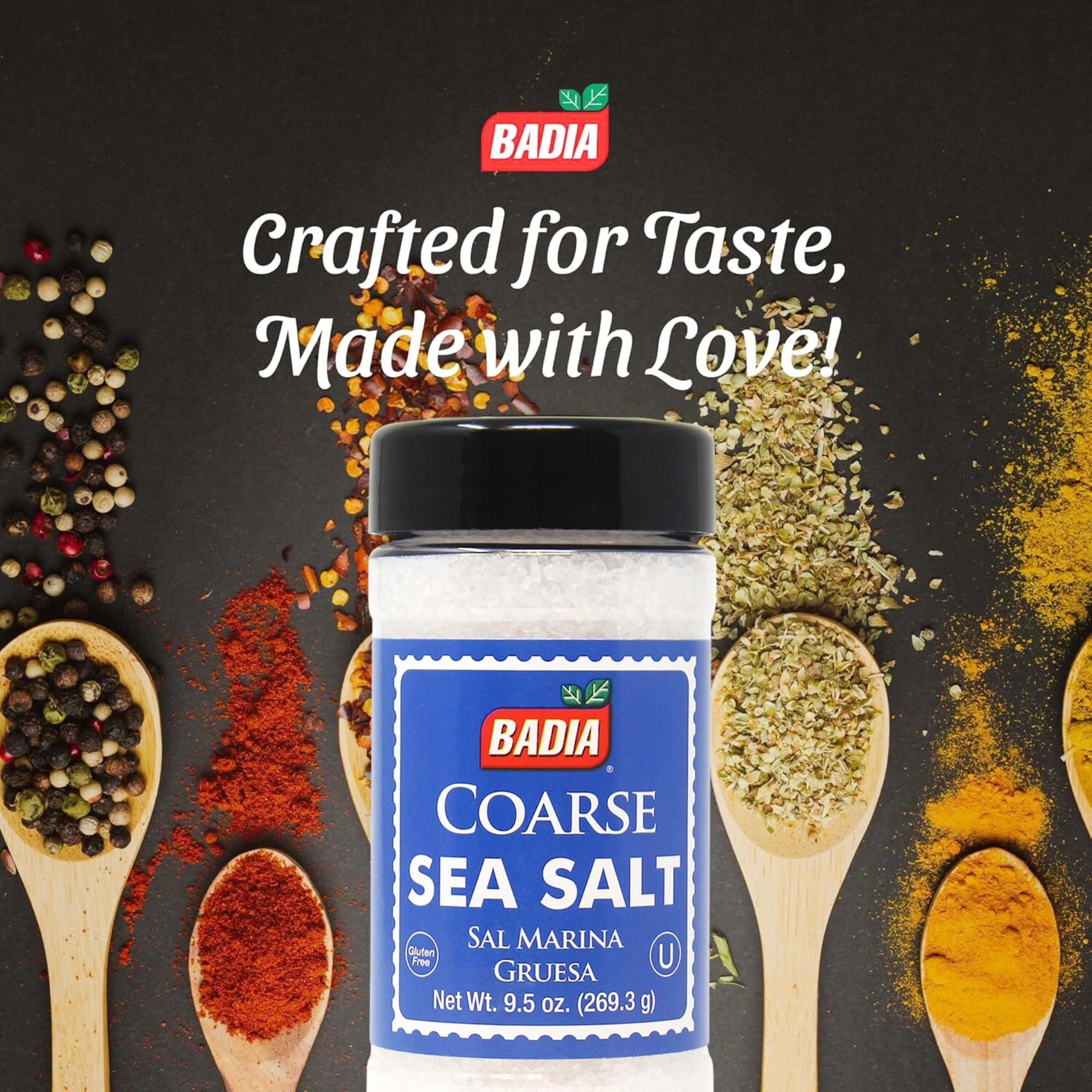 Badia Coarse Sea Salt, 9.5 oz - Natural Crystal Salt for Cooking, Grilling & Everyday Enhancement