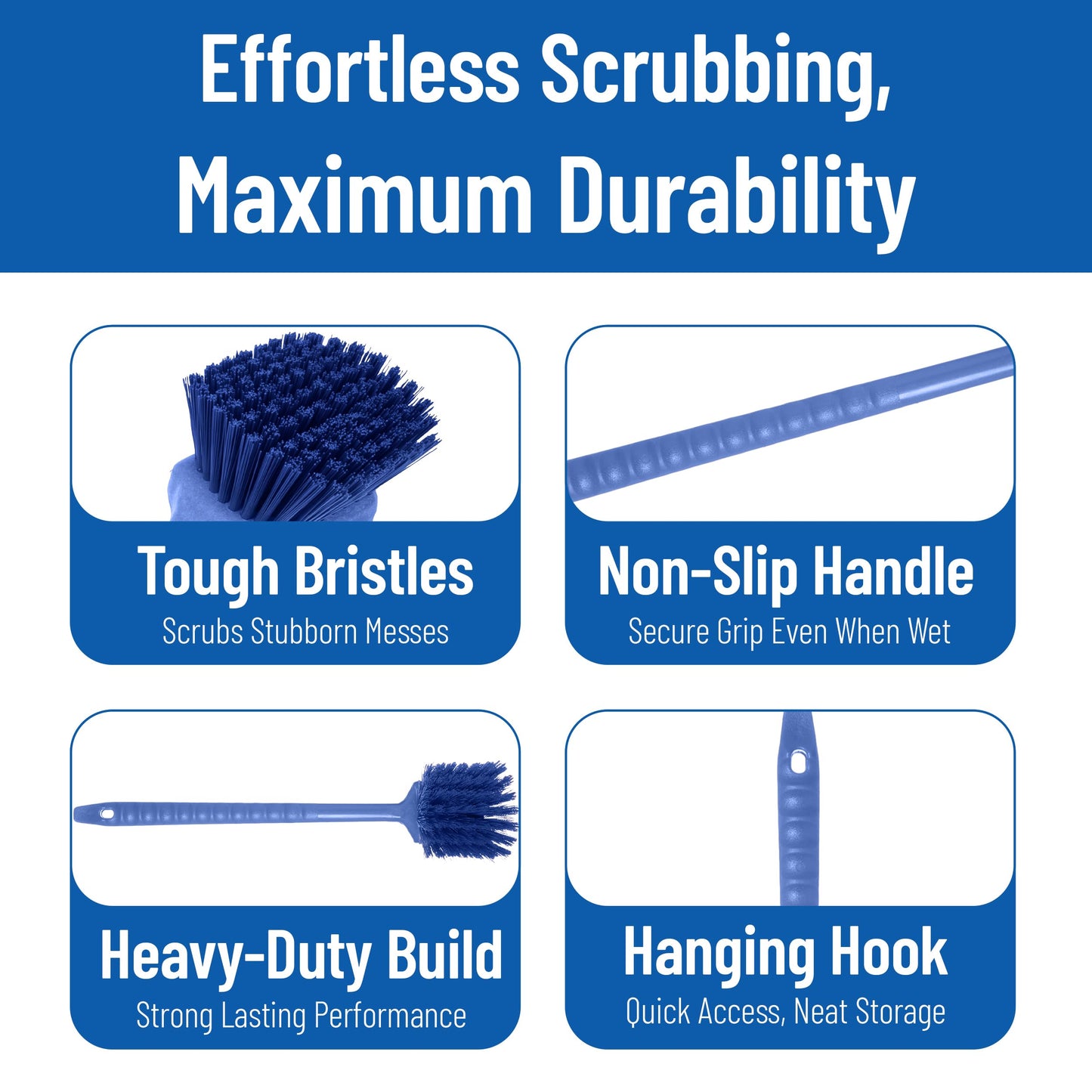 SPARTA 40501EC14 Plastic Large Scrub Brush, Kitchen Brush, Utility Brush With Long Handle For Cleaning, 20 Inches, Blue
