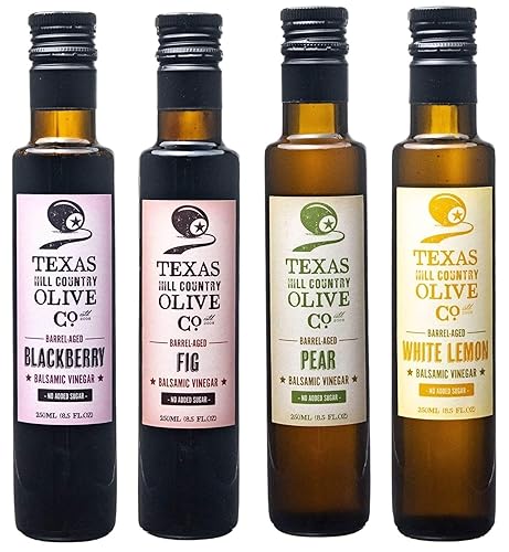 Balsamic Vinegar Combo Gift Set 4 Pack (250ml Each): Blackberry, Fig, Pear, White Lemon