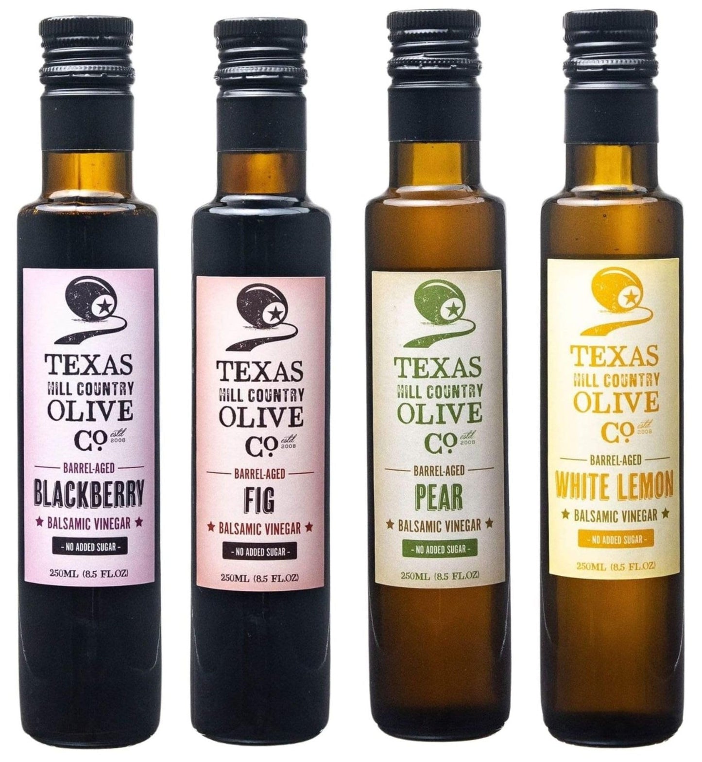 Balsamic Vinegar Combo Gift Set 4 Pack (250ml Each): Blackberry, Fig, Pear, White Lemon