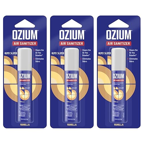 Ozium 0.8 oz. Air Sanitizer & Odor Eliminator for Homes, Cars, Offices and More, Vanilla Scent, Pack of 3