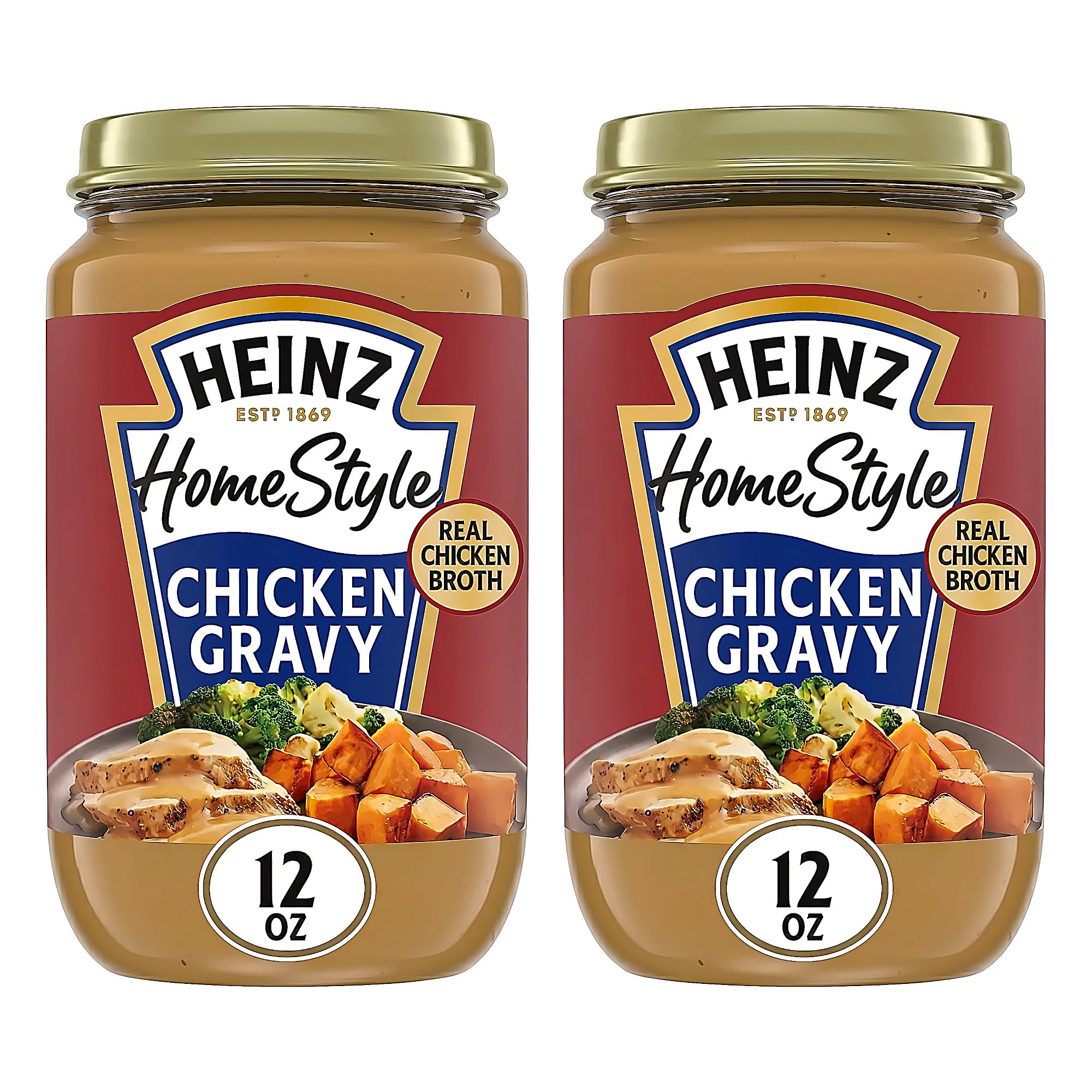 Heinz HomeStyle Classic Chicken Gravy, Savory Poultry Base, Ready to Serve Gravy for Quick Mashed Potatoes and Easy Roast Meals, 12 Ounce (Pack of 2)