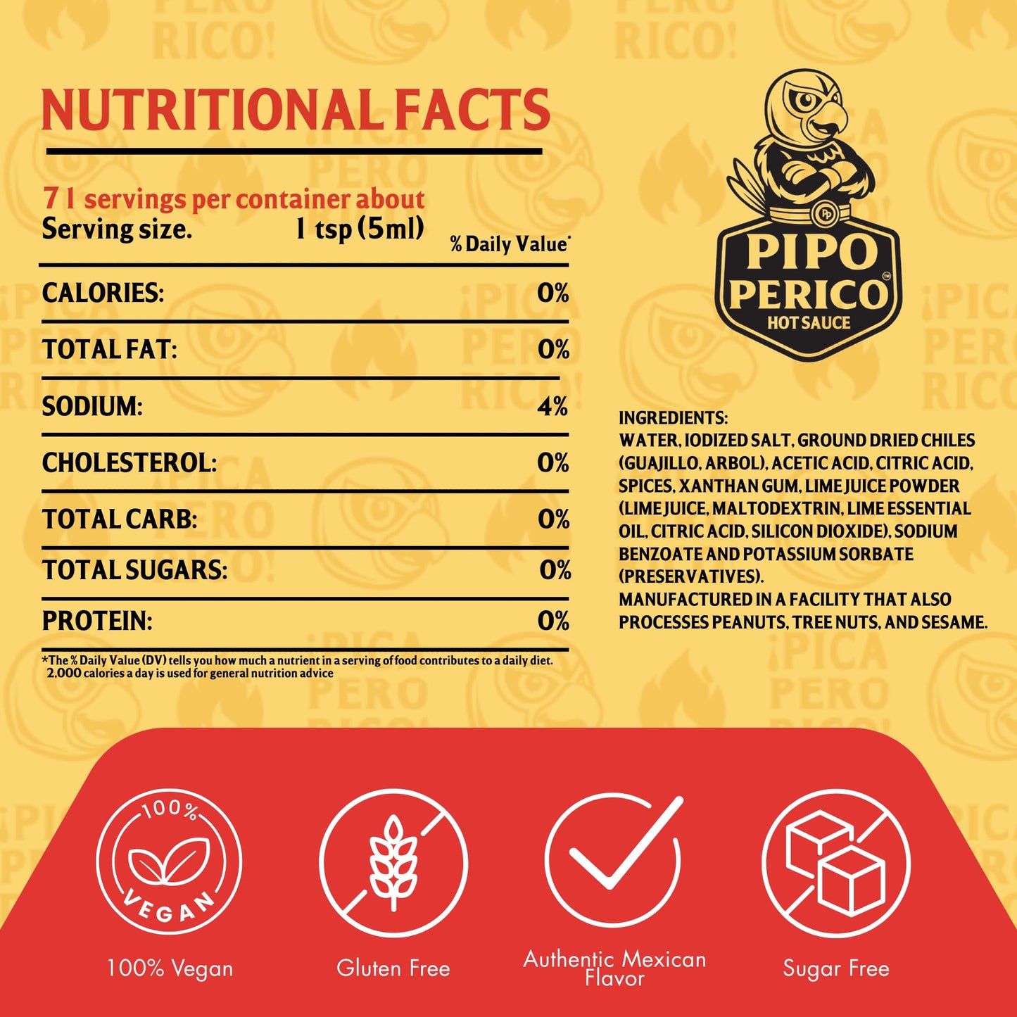 Pipo Perico Mexican Hot Sauce, Original Guajillo & Arbol