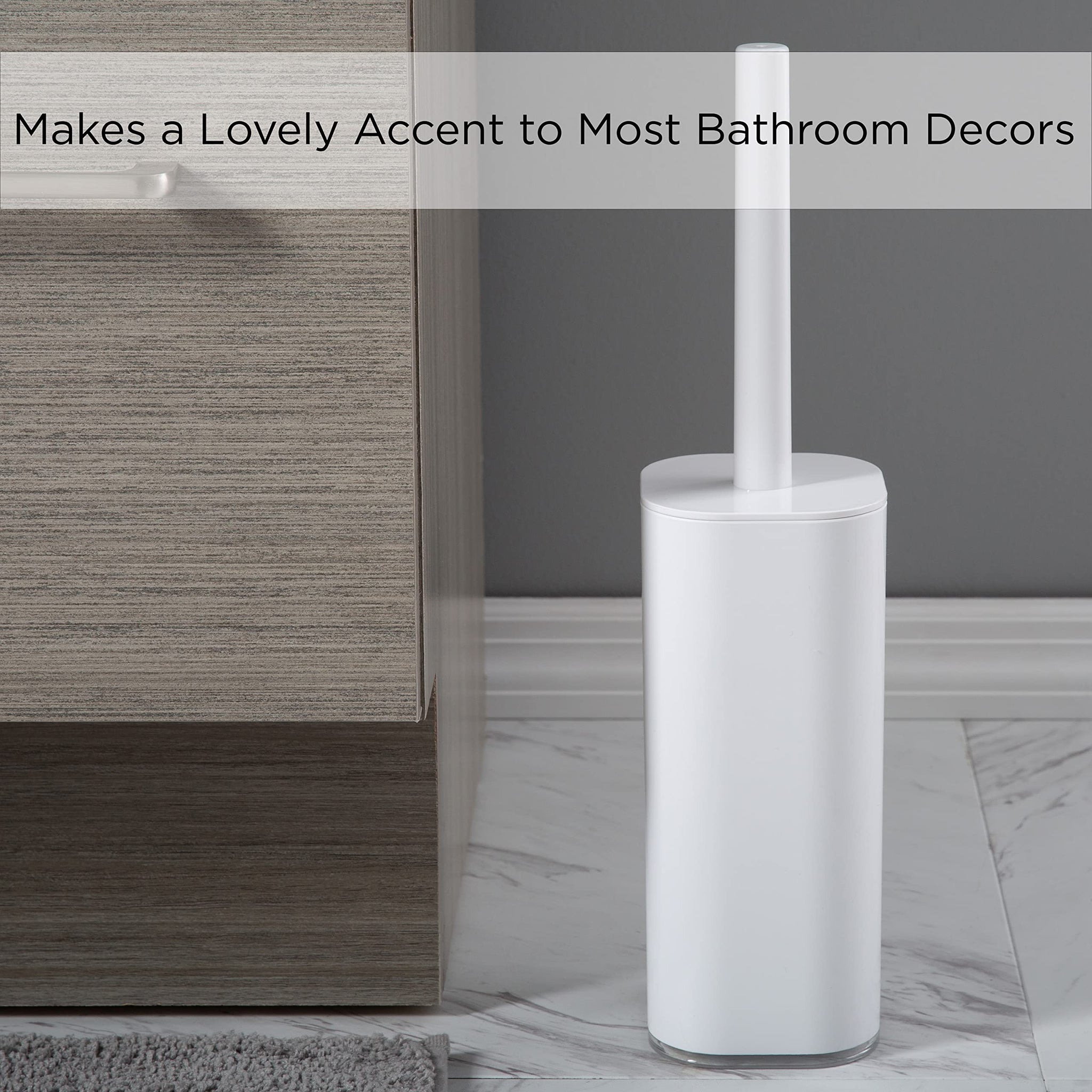 Bath Bliss Acrylic Bathroom Toilet Bowl Brush and Holder in White