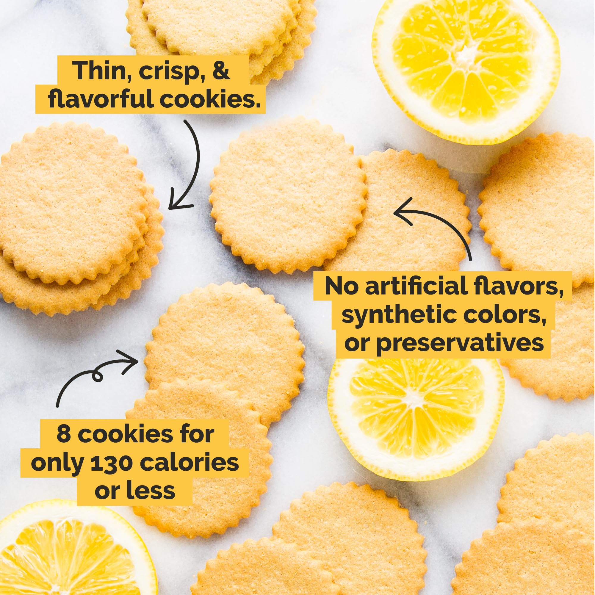 Dewey's Bakery Meyer Lemon Moravian Style Cookie Thins, Bakery Fresh with Real Simple Ingredients, Low Calorie Snack, No Artificial Flavors, Synthetic