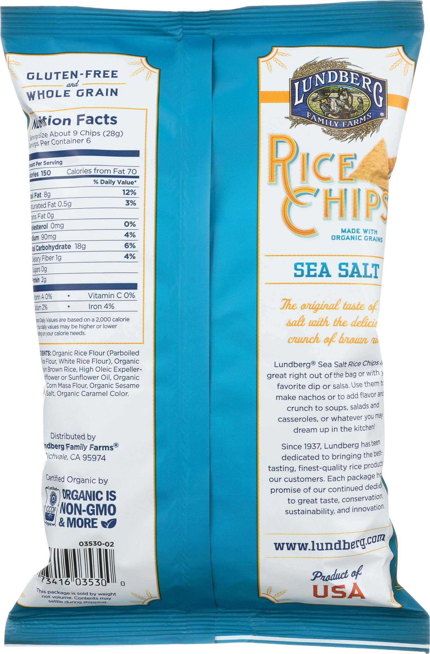 Lundberg Rice Chips Sea Salt, 6 Oz