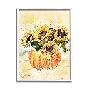 Stupell Industries Give Thanks Phrase Orange Pumpkin Sunflower Floral Burst, Design by Ziwei Li