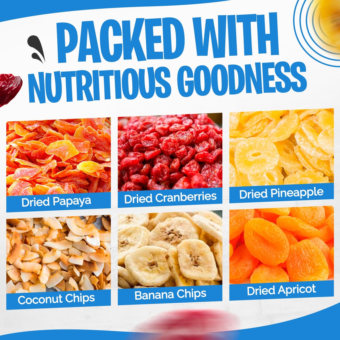 Tidbit Premium Trail Mix with Tropical Dried Papaya, Pineapple, Cranberries, Banana & Coconut Chips - Healthy Trail Mix Fruit Snack Mix for Natural