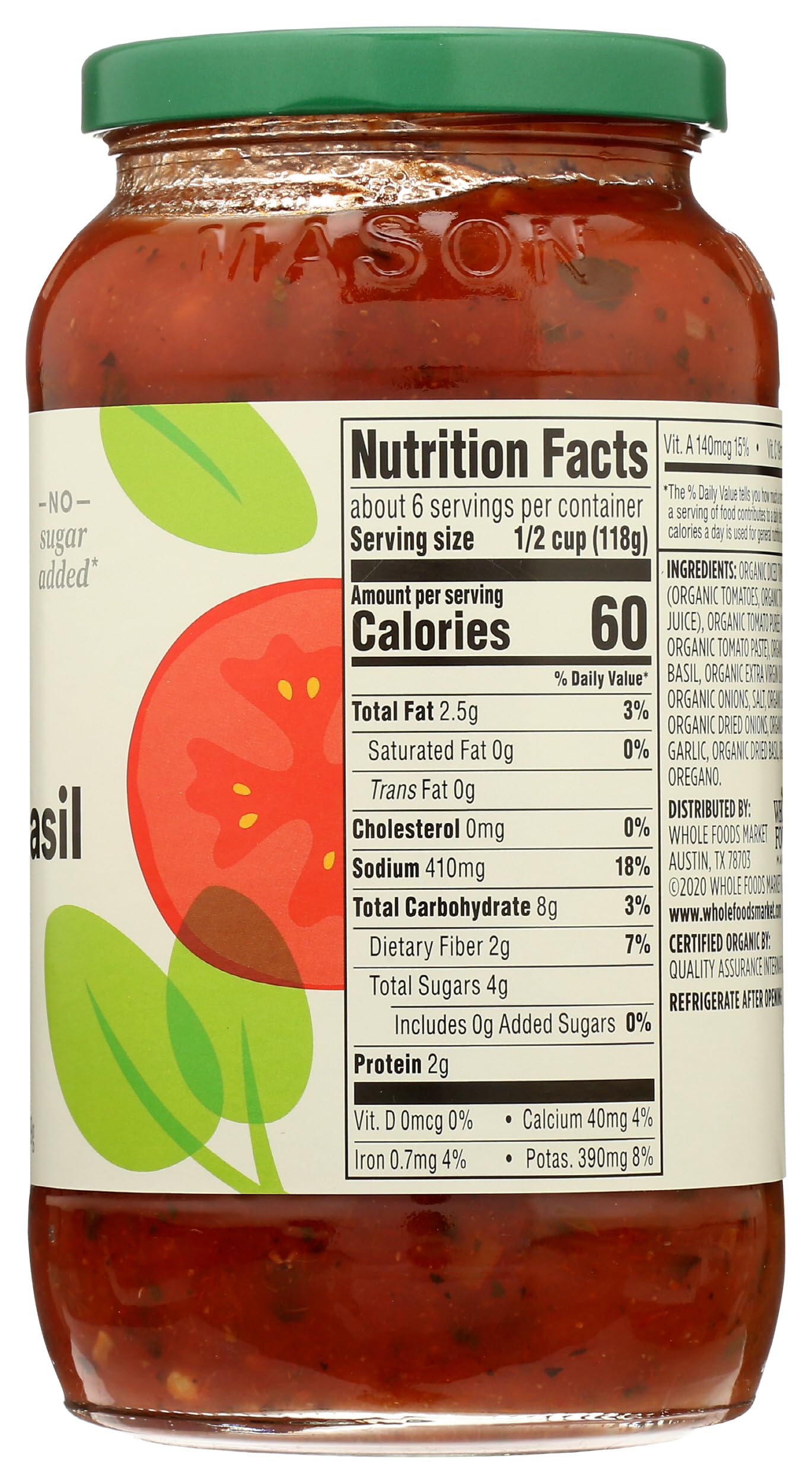 365 by Whole Foods Market, Organic Tomato Basil Pasta Sauce, 25 Ounce