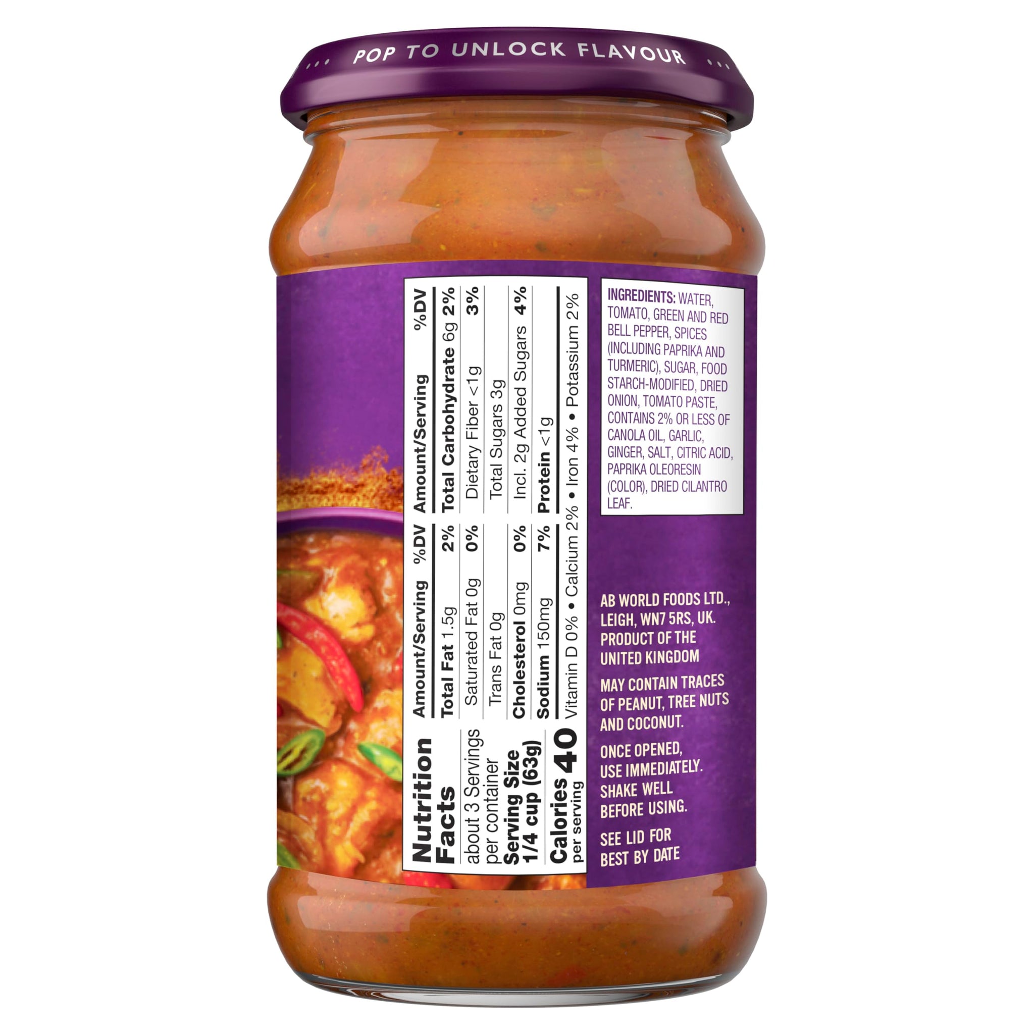 PATAKS Jalfrezi Sweet Pepper Spicy Curry and Simmer Sauce, 15 oz