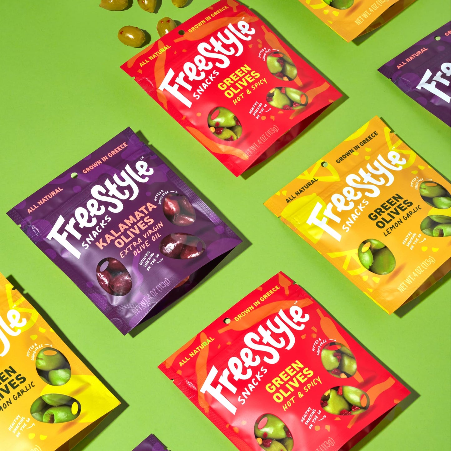 Freestyle Snacks, Olives Green Lemon Garlic, 4 Ounce