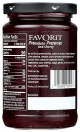 Favorit Red Cherry Preserve - Premium Fruit Preserve with Sweet & Tart Flavor | Perfect for Breakfast & Baking | 12.3 oz Jar