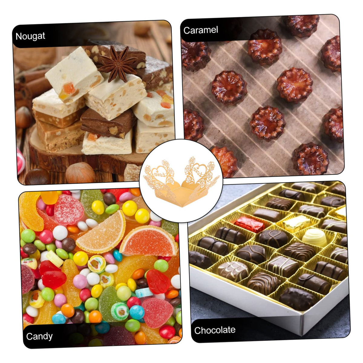 Healeved 50pcs Decorative Chocolate Wrapping for Candy Packaging Premium Dessert Trays Unique Shape Design for Weddings Parties and