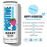 Positive Hydration Berry Bliss | 12-oz Cans (12-Pack) | Zero-Calorie Electrolyte Drink with Essential Vitamins, Calcium, and Hydration Support