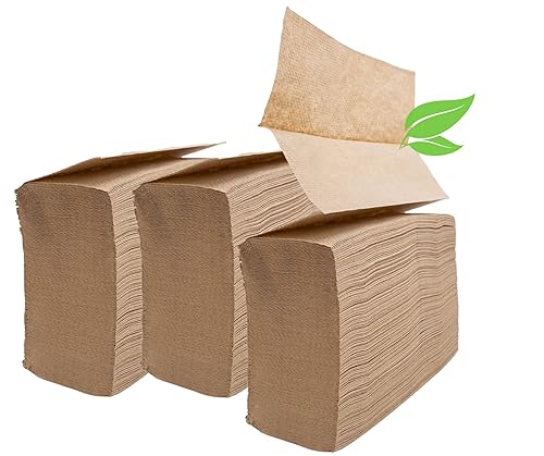 Brown Unbleached Z-Fold Paper Towels - 1000ct | Commercial Multifold Paper Towels for Dispenser | All-Natural, Bleach-Free, Tri-Fold Recycled