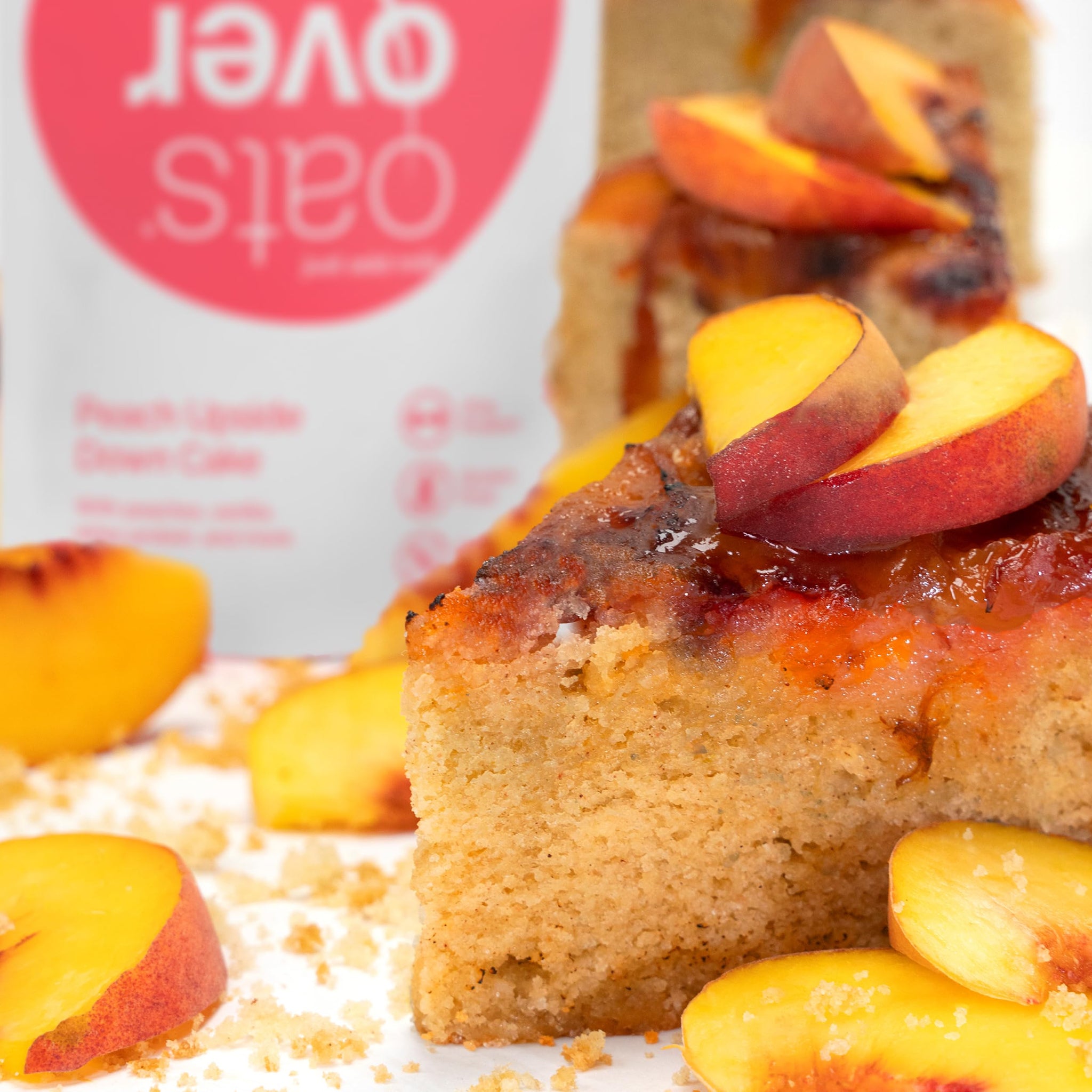 Oats Overnight - Peach Upside Down Cake - 20g Protein, High Fiber Breakfast Shake - Gluten Free, Non GMO Oatmeal (2.7 oz per Meal) (8 Pack)