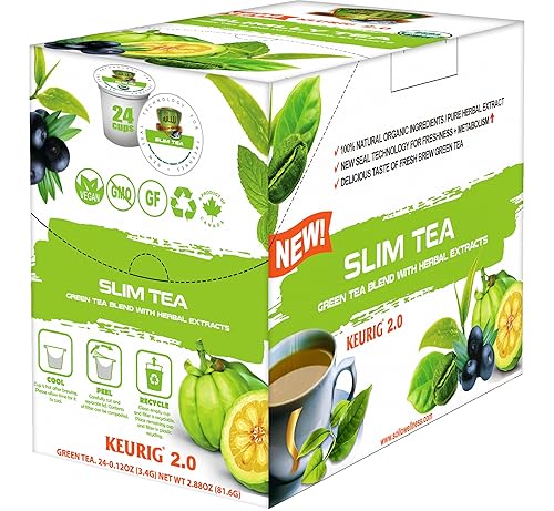 SOLLO Slim Tea K-Cup, Diet Support, Weight Loss with Garcinia & Green Coffee Extract, Single Serve Pods, Compatible With 2.0 K-Cup Keurig Brewers, 24