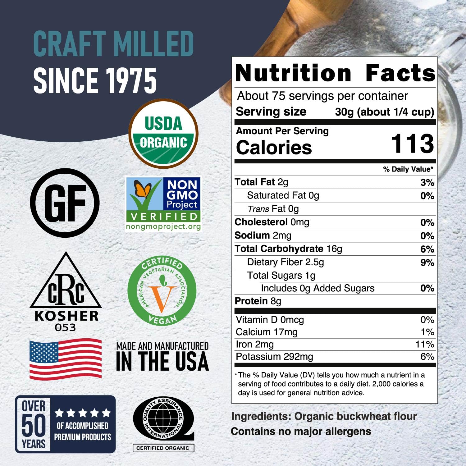 Great River Milling Organic Buckwheat Flour | Gluten Free Flour Alternative | USDA Organic, Non-GMO, Kosher | Ideal for Crepes, Pancakes, Waffles