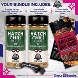 Pit Boss Hatch Chili Verde Premium Barbecue Mixed Seasoning Spice & Rub 2 pk Choice Bundle (10 oz) + Guide & Keychain Bottle Opener (4 Items)!