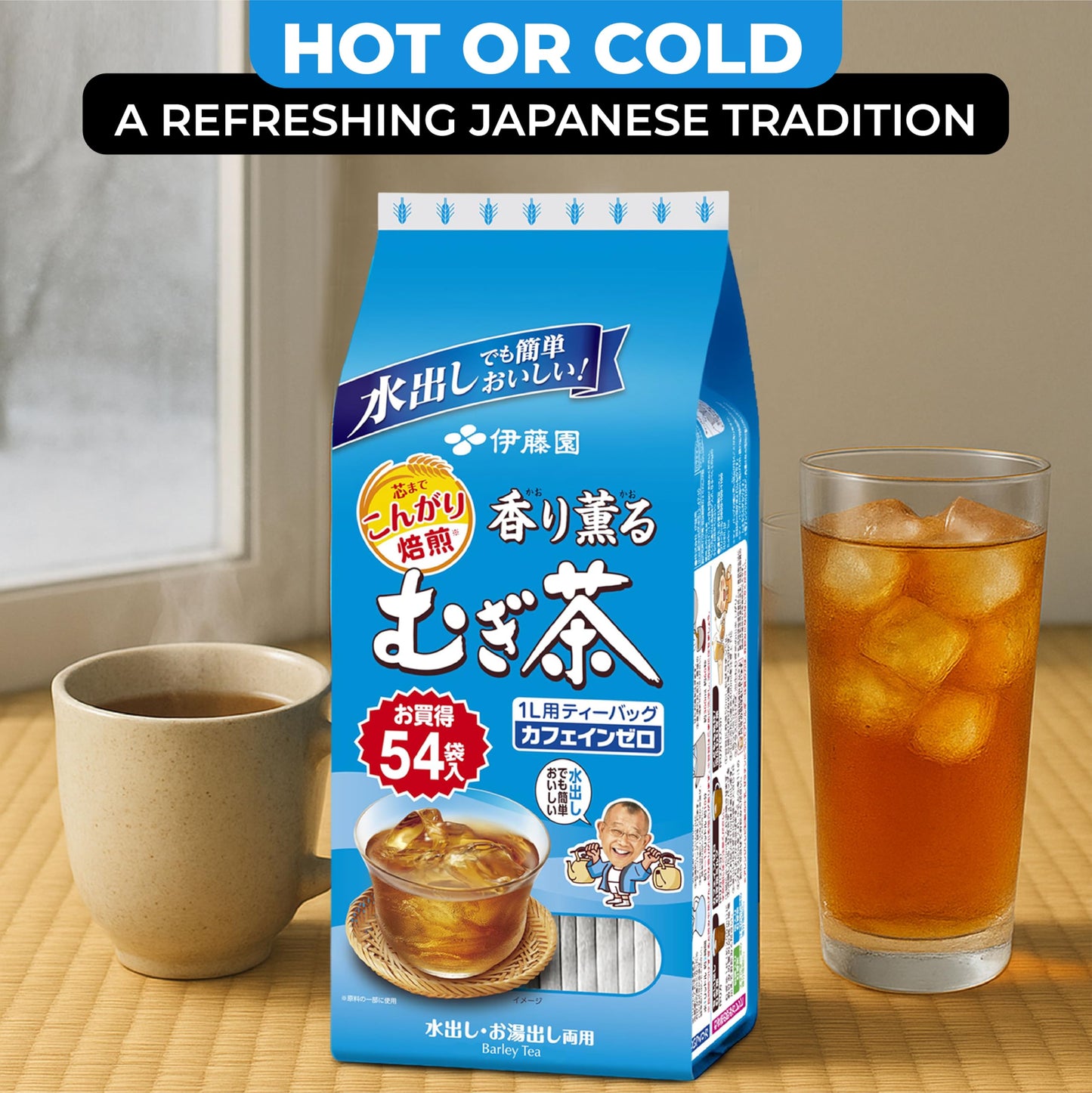 ITO EN Japanese Barley Tea Kaori Kaoru (Aromatic) Mugichae Tea COLD/HOT 108 Bags