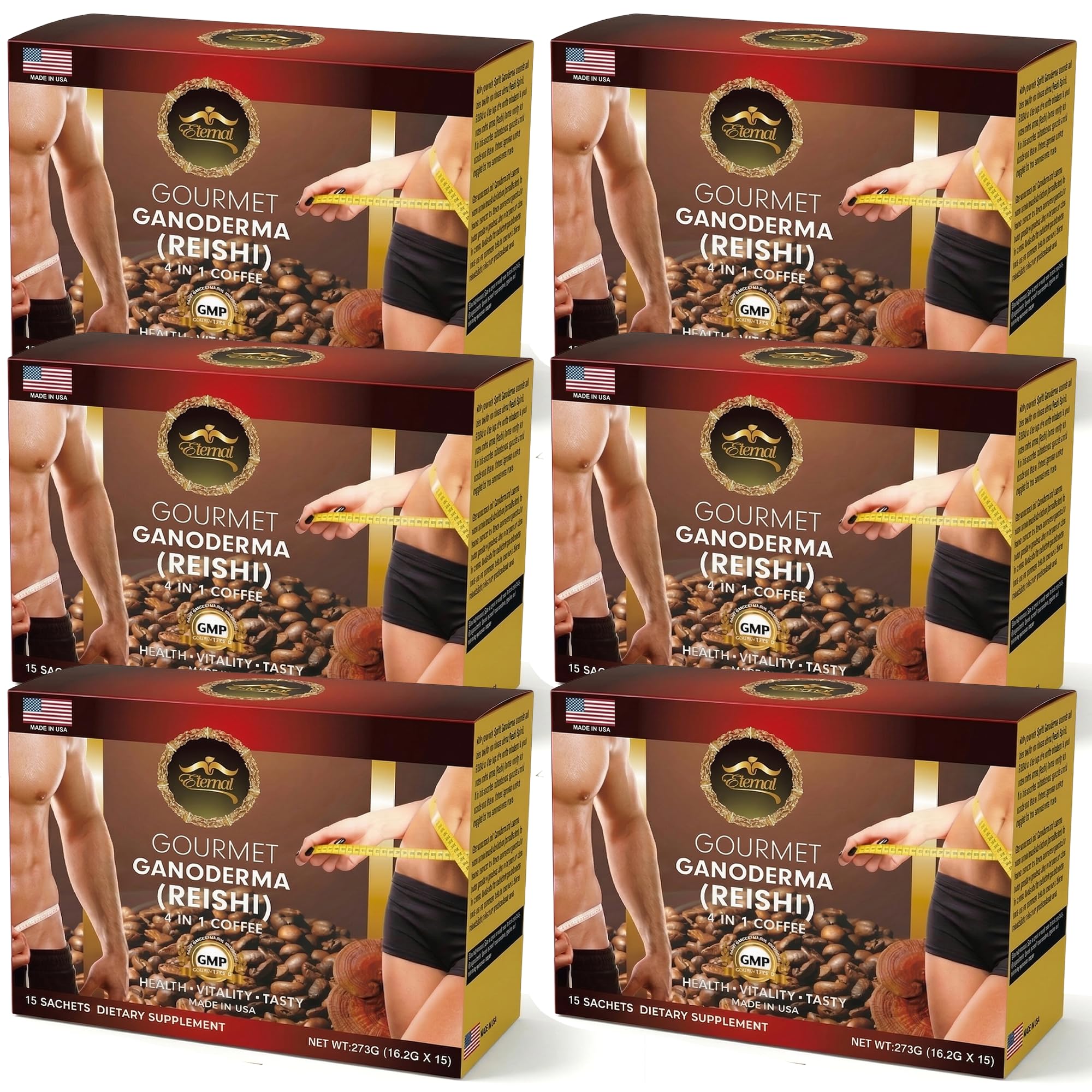 Eternal Spirit Beauty - Asian Latte Coffee Ganoderma Singles, 15 Packets (0.64 oz) - Instant Coffee Mix with Reishi Mushroom, Creamy Light Roast