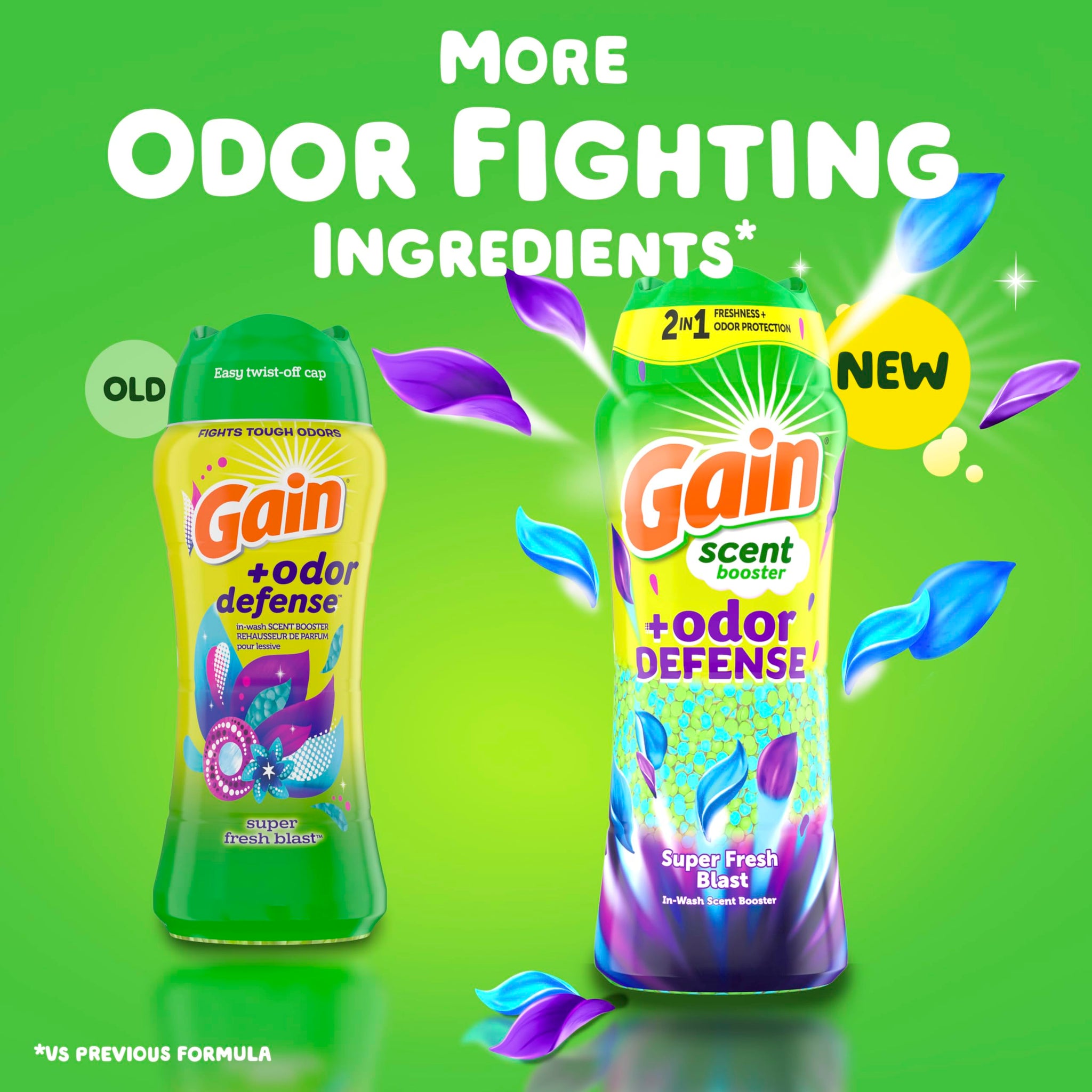 Gain Odor Defense In-wash Scent Booster, Super Fresh Blast scent, 1 sample, 2 in 1 Freshness plus Odor Protection, laundry scent beads
