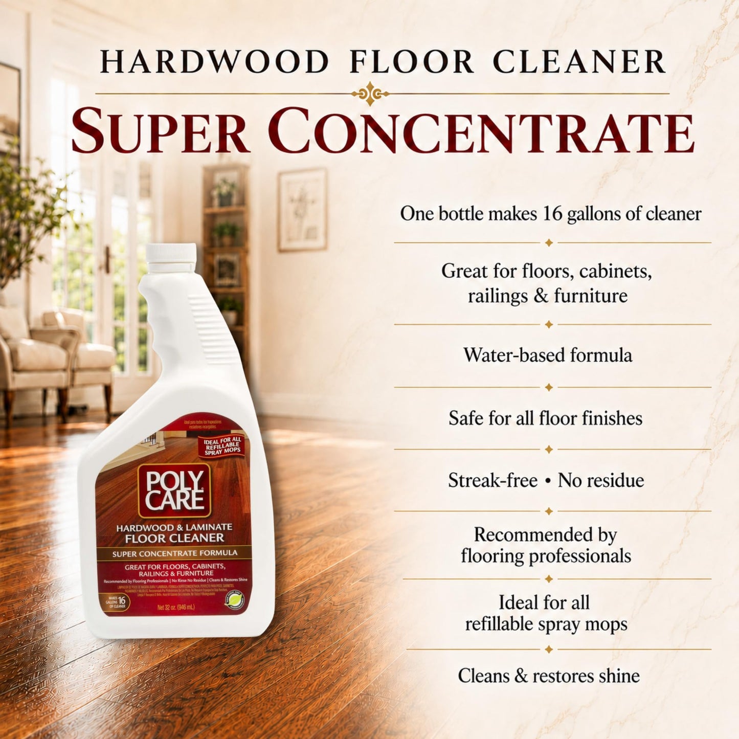 PolyCare Floor Cleaner, 20-Oz