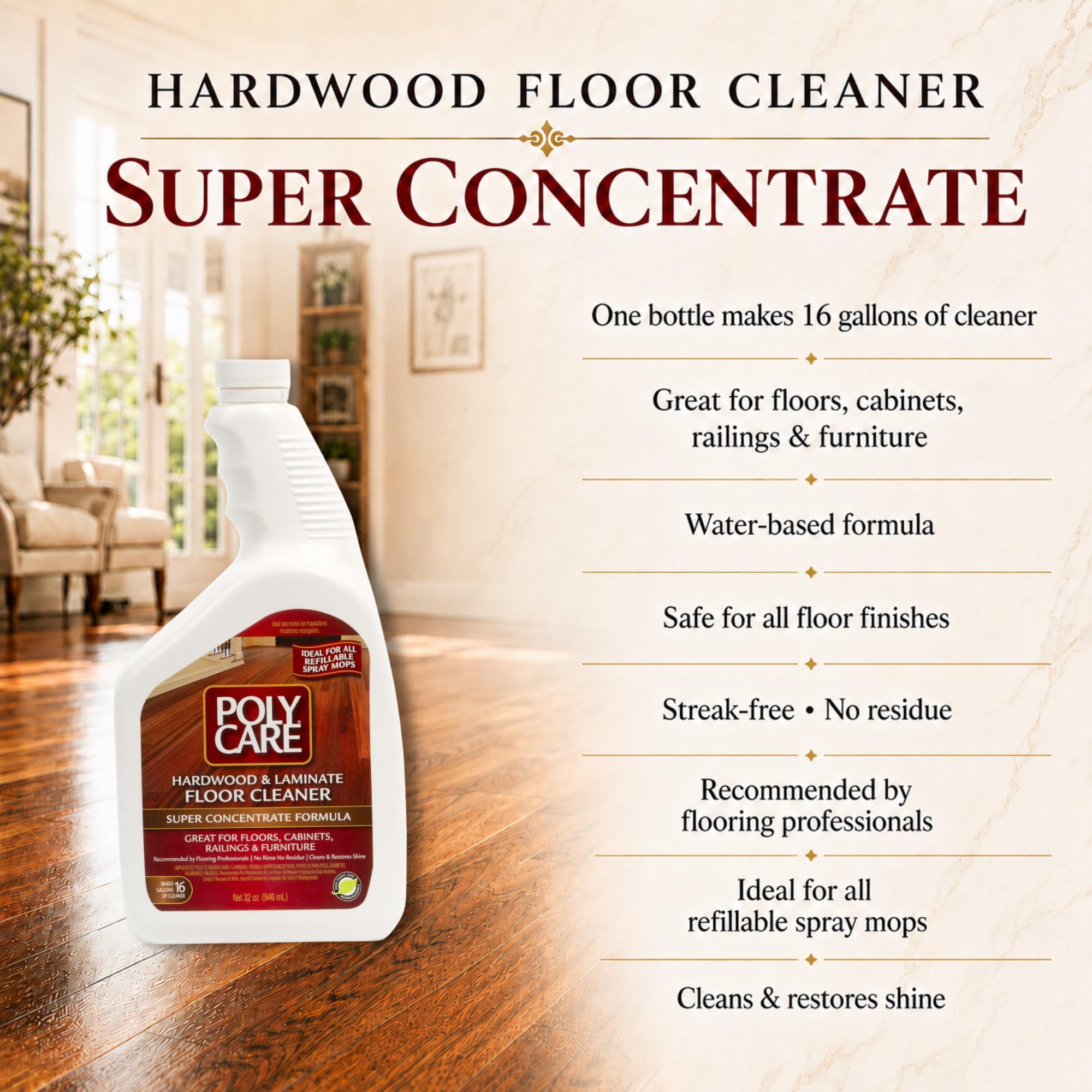 PolyCare Floor Cleaner, 20-Oz