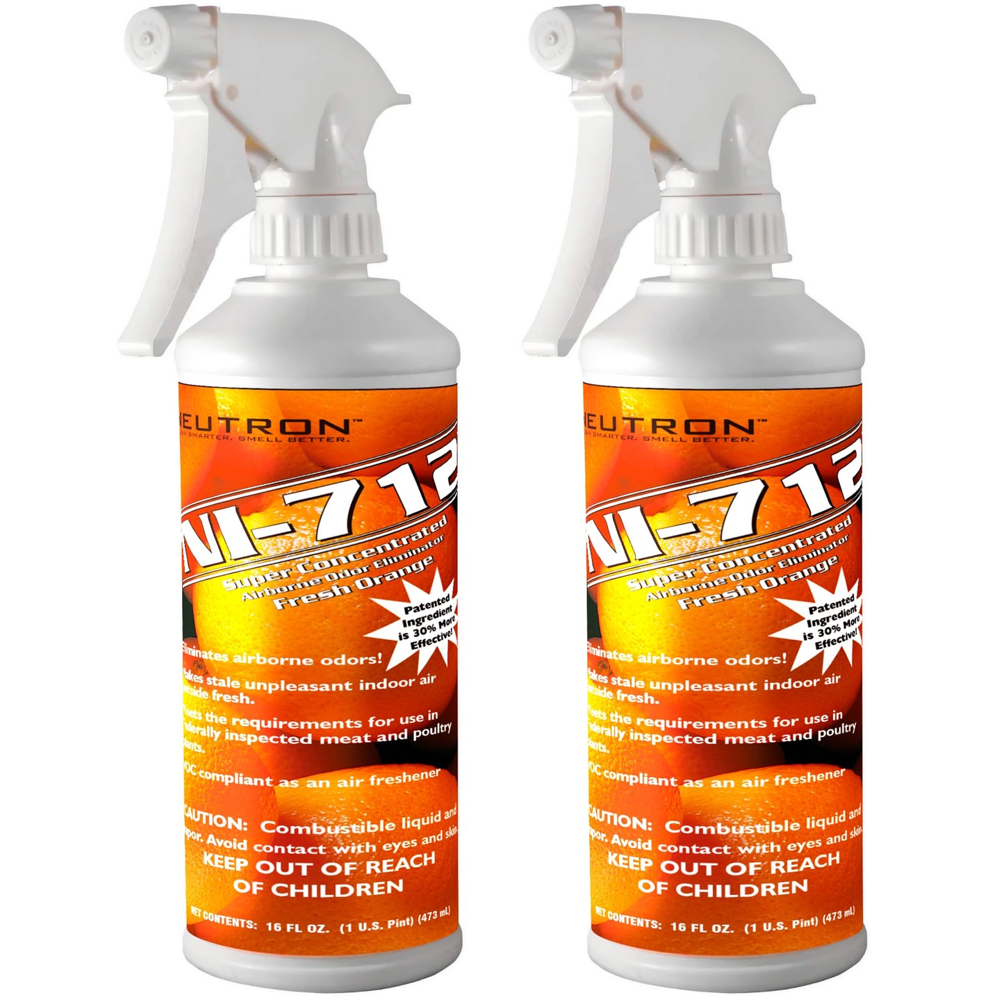 Neutron Industries NI-712 Fresh Orange Odor Eliminator Spray (2 bottles) - Powerful, Long-Lasting Odor Neutralizer - Instant Air Freshener for Home