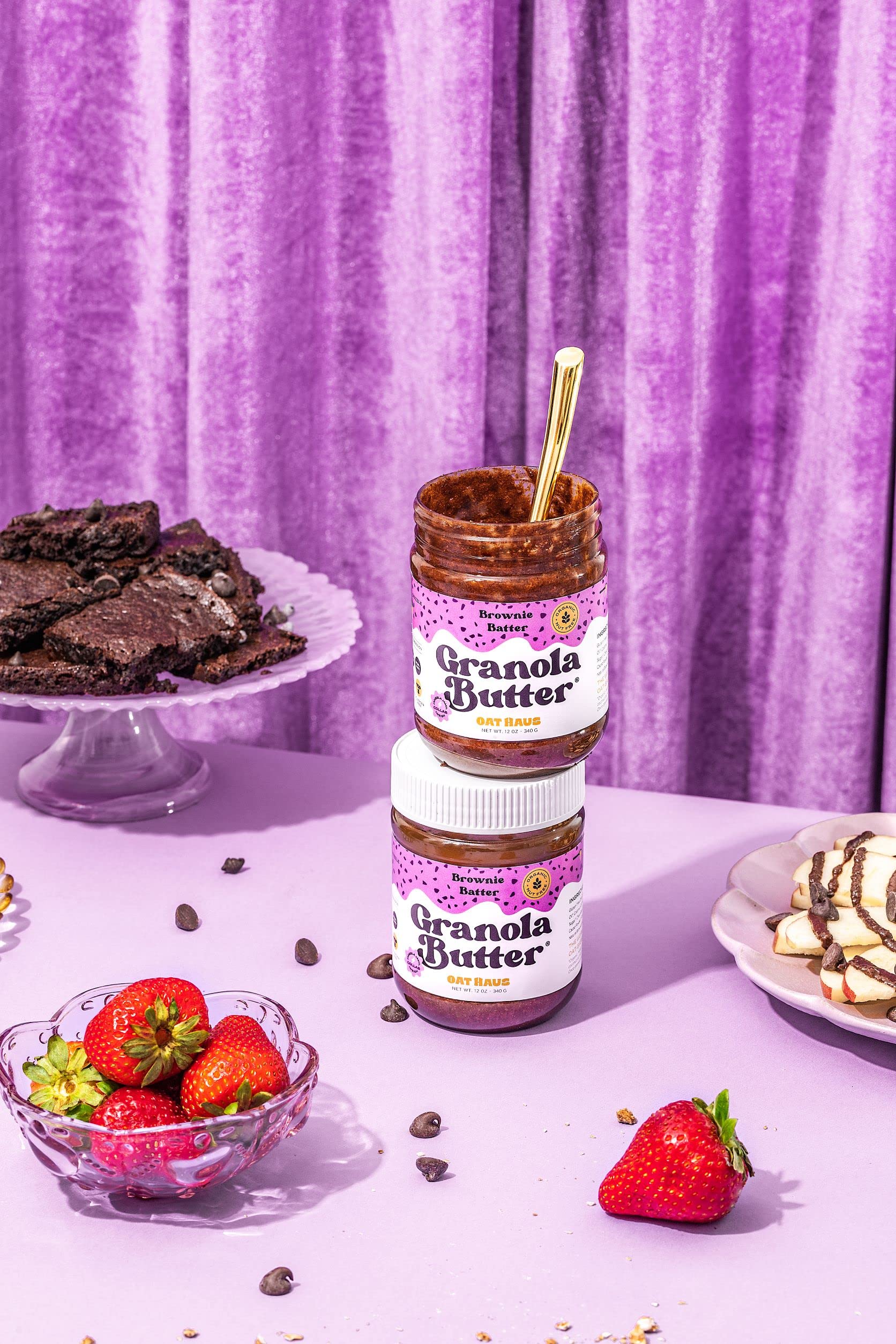 Oat Haus Brownie Batter Granola Butter | Peanut-free, Almond (Tree-Nut) Free, & School-Safe (Top 8 Allergen Free) | Nutella & Chocolate Spread