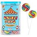 24 Circus Rainbow Lollipops Individually Wrapped, Bursting with Fruity Flavor, Great Swirl Lollipops for Kids Birthday Parties, Party Favor Candy