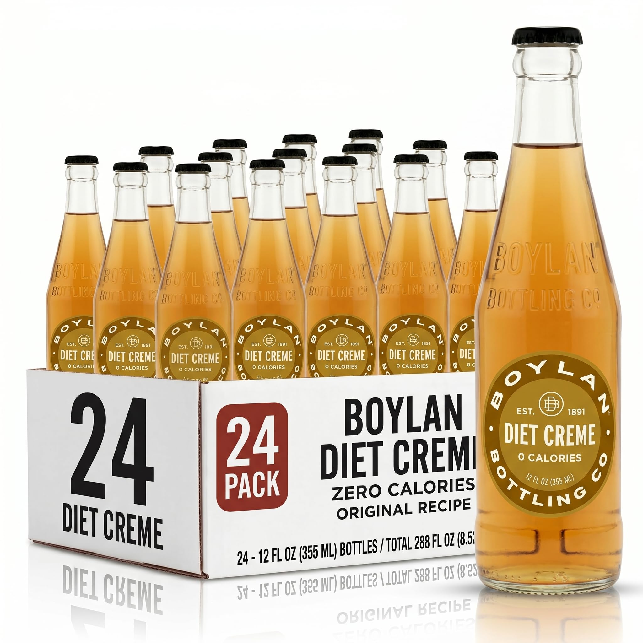 Boylan Soda, Diet Cream, 12 fl oz (24 Glass Bottles)