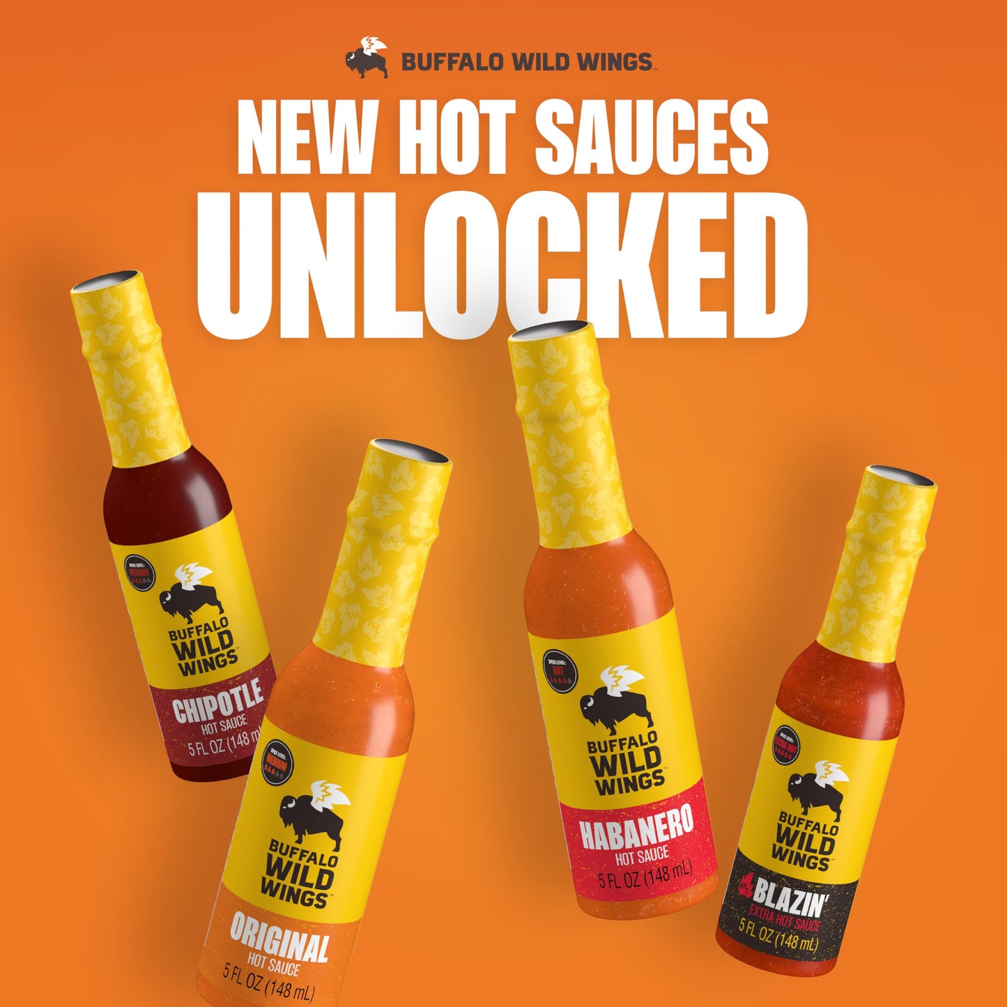 Buffalo Wild Wings Hot Sauce Gift Pack, Includes Classic, Habanero, and Chipotle Hot Sauces, 5 fl oz Bottles, Marinade, and Seasoning for Chicken