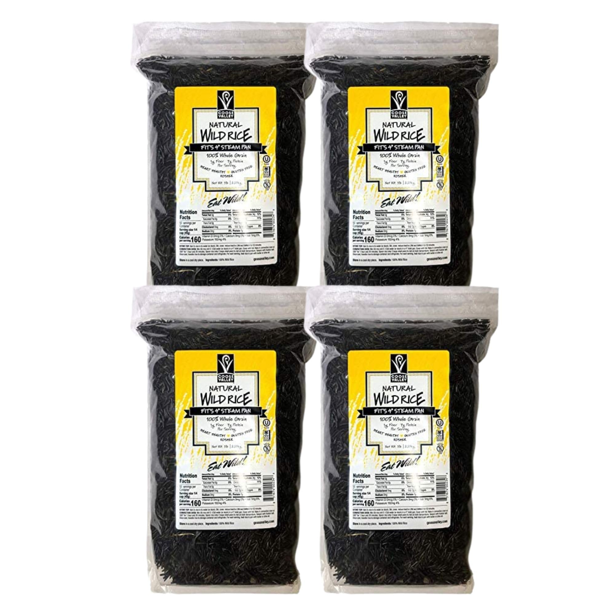 Goose Valley Natural Wild Rice - Family Reserve 5 lbs (Pack of 4) - Variety of Jumbo High Fiber and High Protein Whole Grain Rice for Healthy Heart