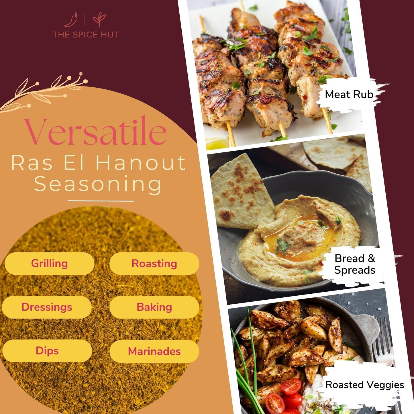 The Spice Hut Organic Ras el Hanout Seasoning, Authentic North African Spice Blend, with Salt 4 Ounce