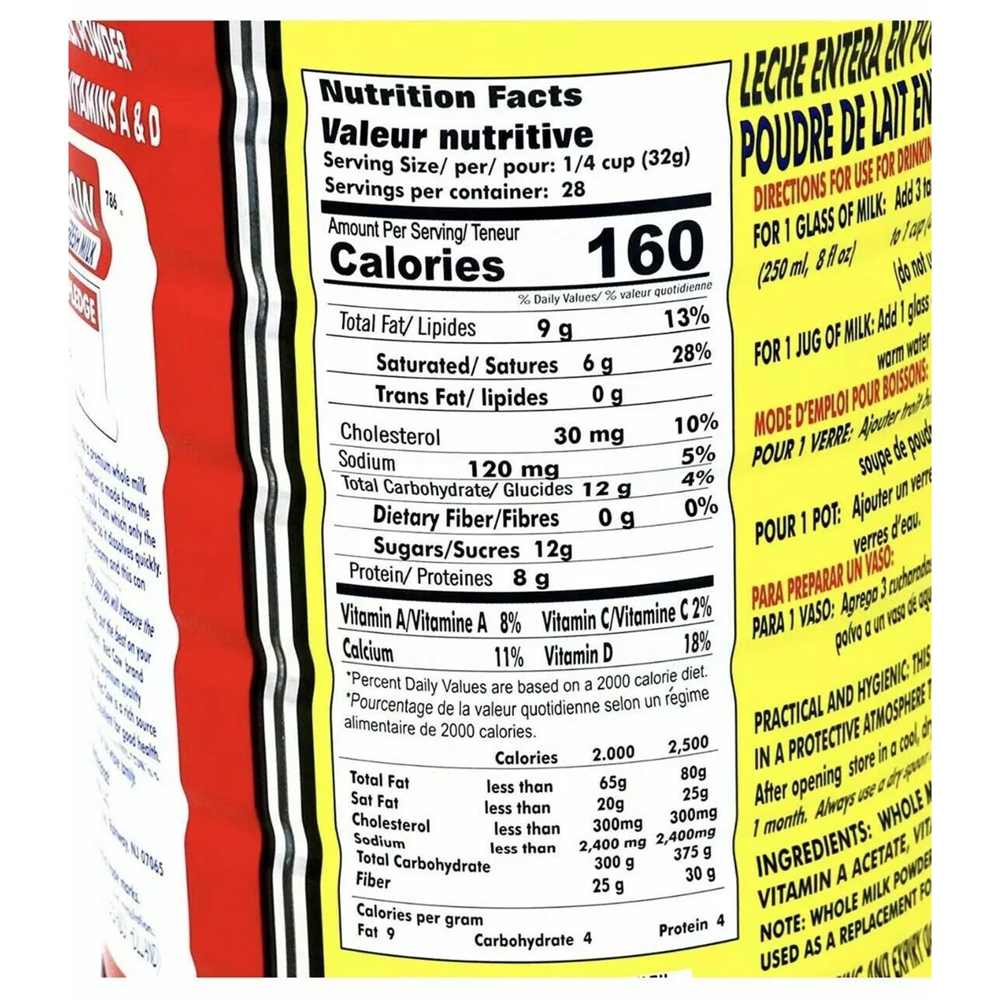 Red Cow Full Cream Milk Powder 2.5 Kg (5.5lb), Made From Real Fresh Milk, Product of Netherlands.