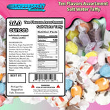 Ten Flavors Assortment, Salt Water Taffy 1 Pound Bag. Classic Boardwalk Style Taffy. (Net Wt. 16oz)