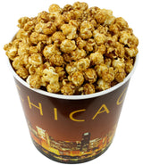 Signature Popcorn - Gourmet 1-Gallon Gold Chicago Skyline Reusable Plastic Bucket Tin, Caramel Popcorn - Holiday, Party & Corporate Gift
