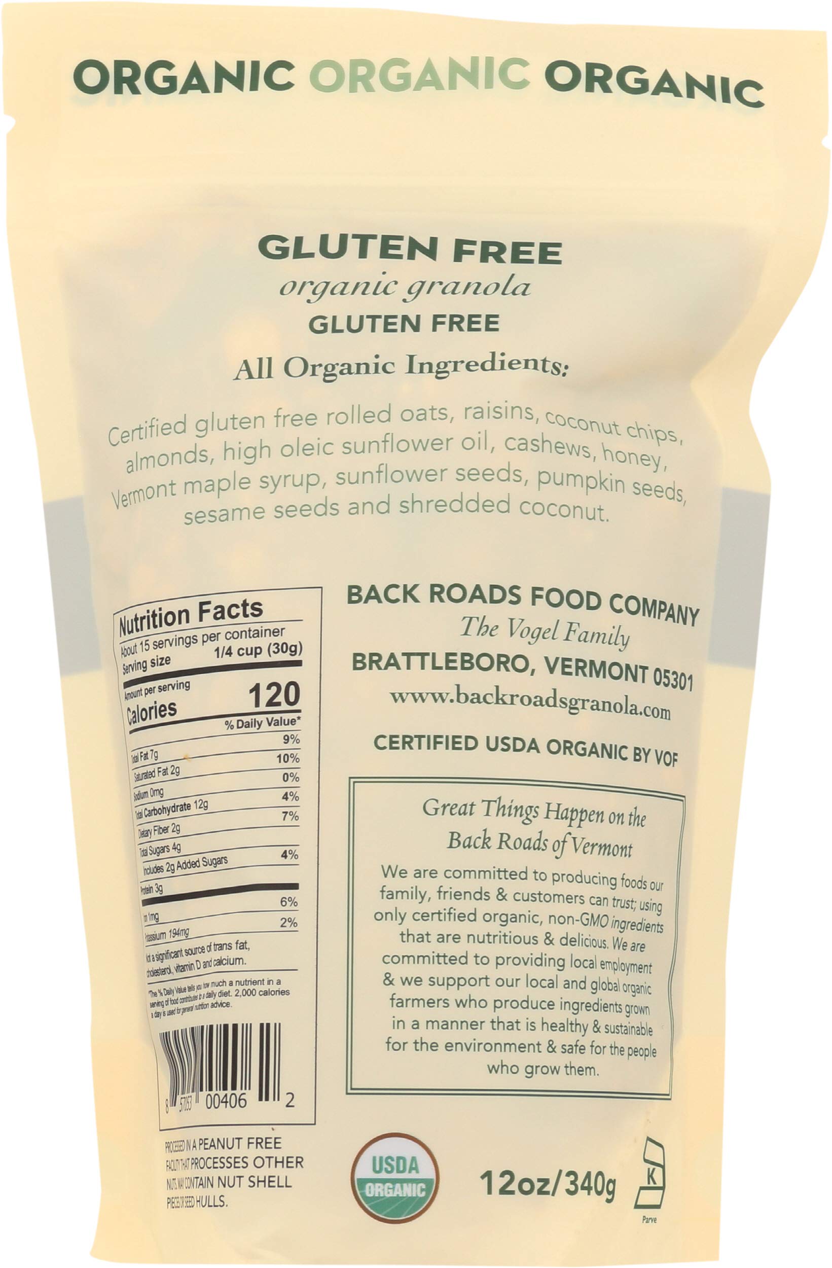 Back Roads, Granola Gluten Free Organic, 12 Ounce