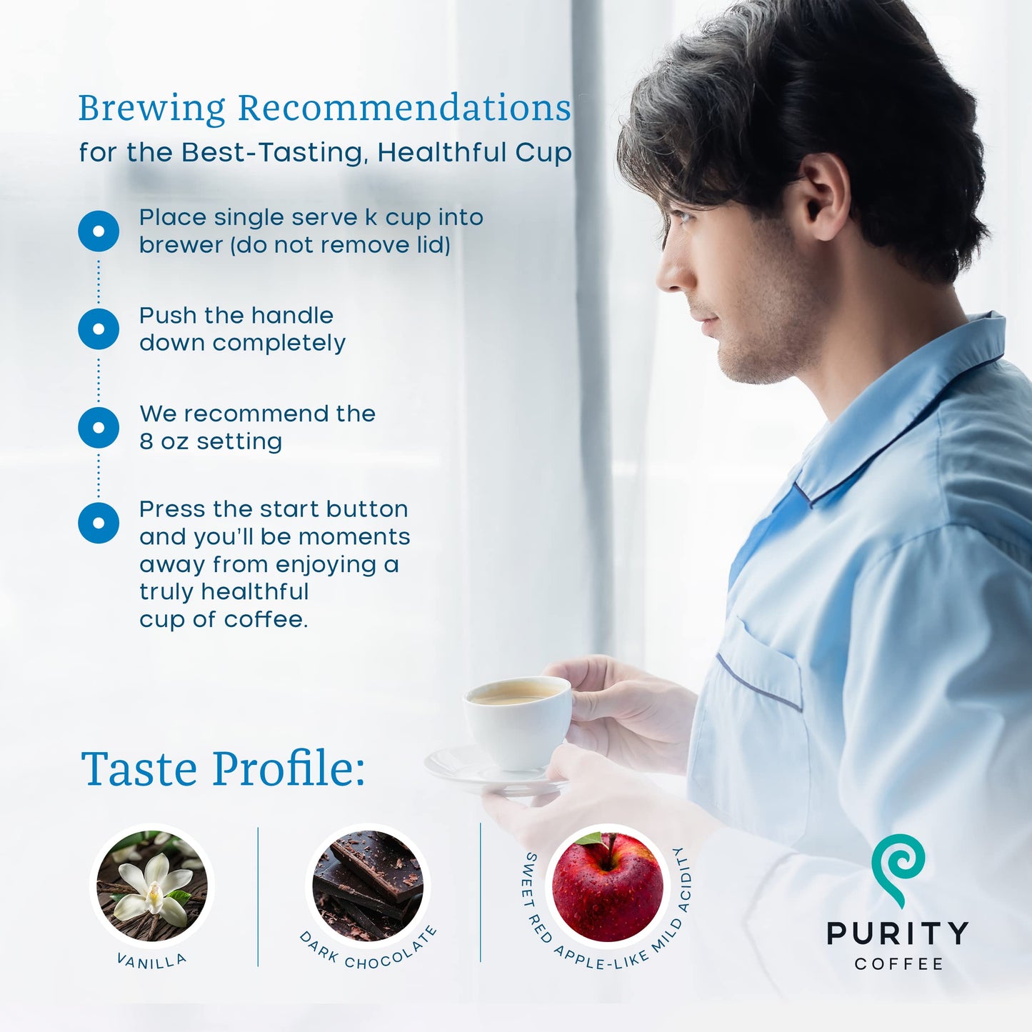 Purity Coffee CALM Decaf Medium Roast K Pod Capsules (12ct Box) | Specialty-Grade USDA Organic Mountain Water Process Decaffeinated Blend | Third