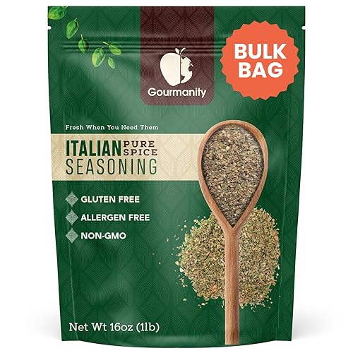 Gourmanity Italian Seasoning, the Perfect Blend of Oregano, Basil, Marjoram, Rosemary and Thyme herbs, Salt-free, Use on Spaghetti, Pizza, Salad