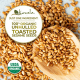 Organic Toasted Sesame Seeds (Unhulled) - Gluten-Free Topping for Asian Dishes, Ready to Eat Straight From the Bag, Roasted Seeds Great for Baking