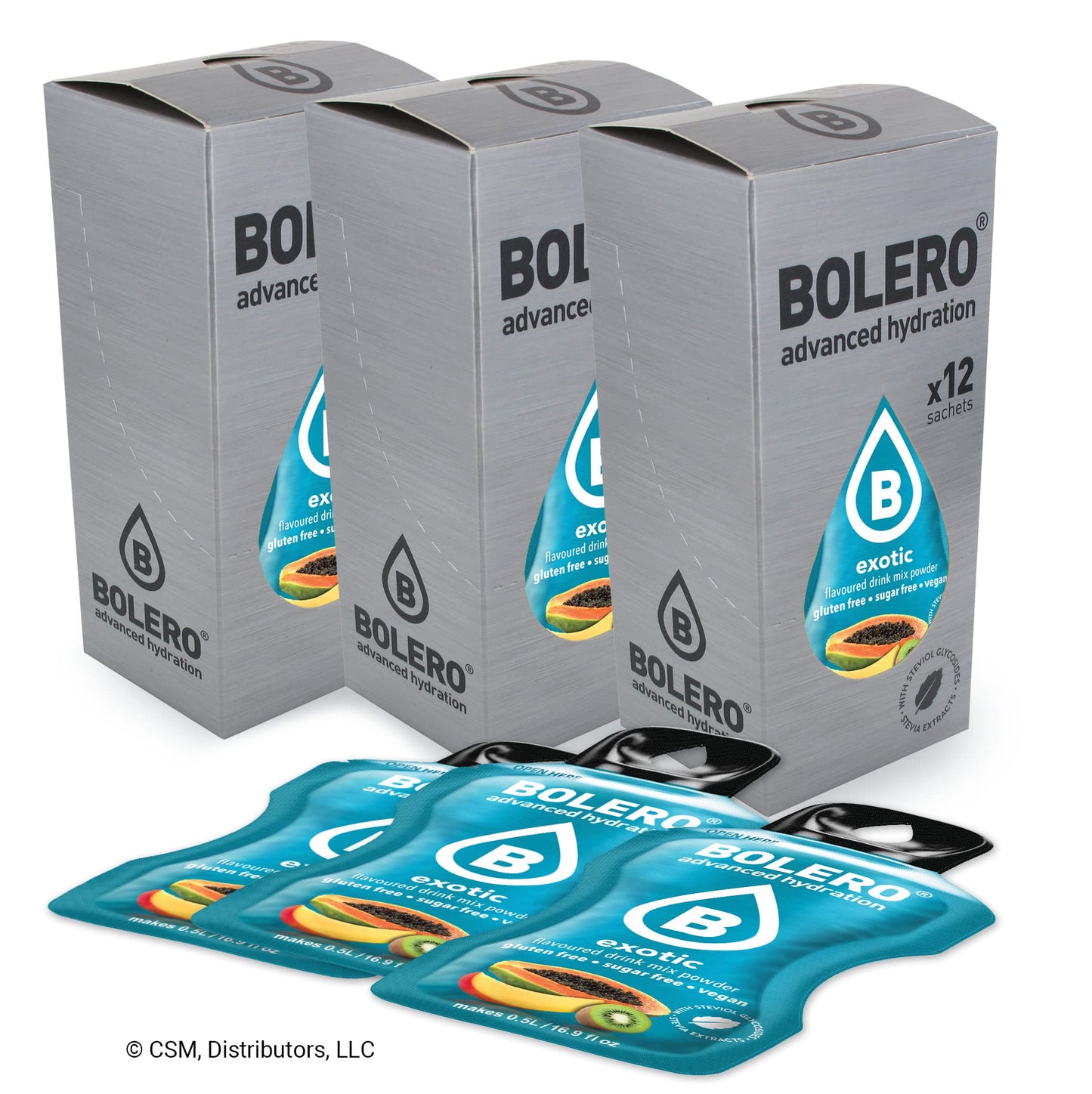 Bolero- Sugar Free Drink Mix Packets Exotic Fruit Flavors | Powdered Flavored Water Packets | 36 Small Sachet On The Go Packets
